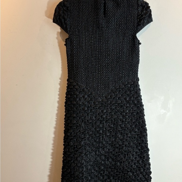 DRESS Sz M Turtle Neck Popcorn Style Little Black Dress Lined Lace - Picture 10 of 11